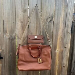 DOONEY & BOURKE BROWN TAN DILLEN Large LEATHER SATCHEL AND WALLET